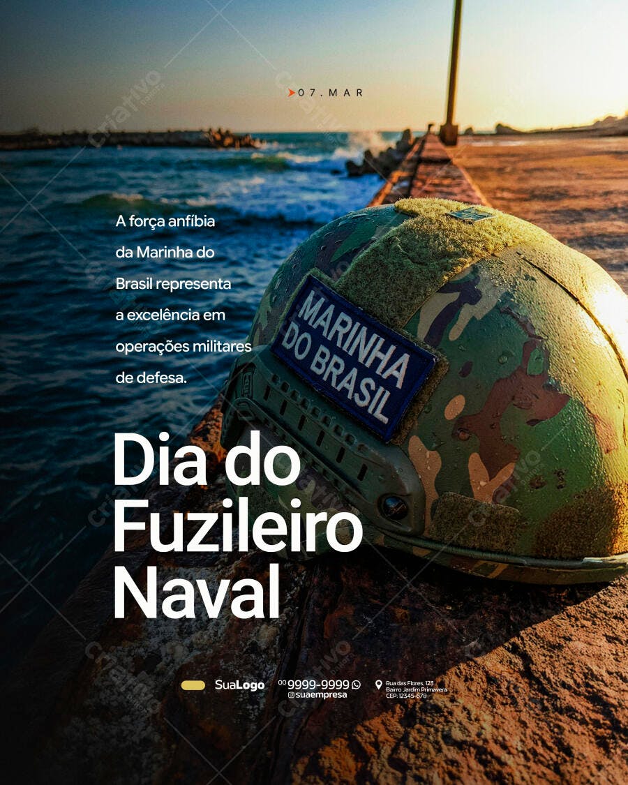 Post Instagram Dia do Fuzileiro Naval Marinha PSD Editável