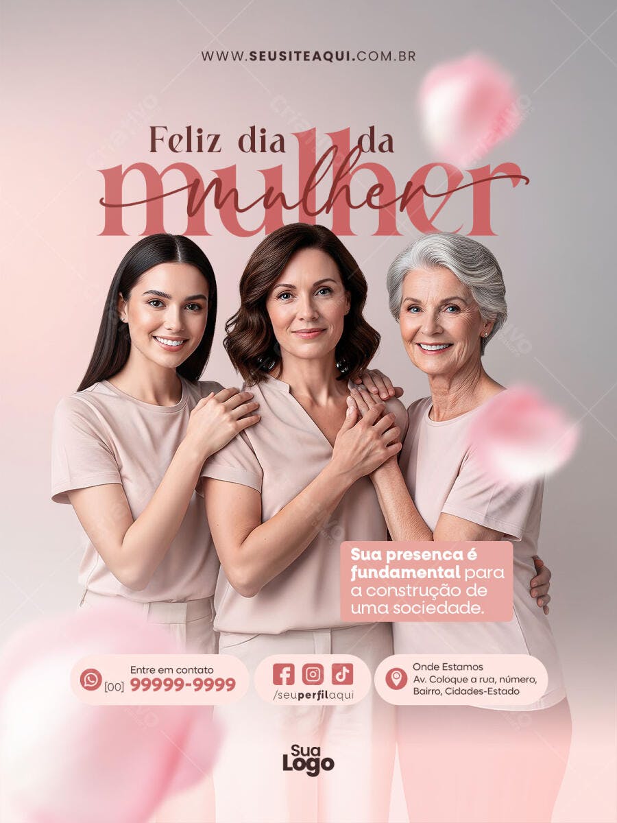 Post Instagram Dia Internacional da Mulher 8 de Março PSD Editável