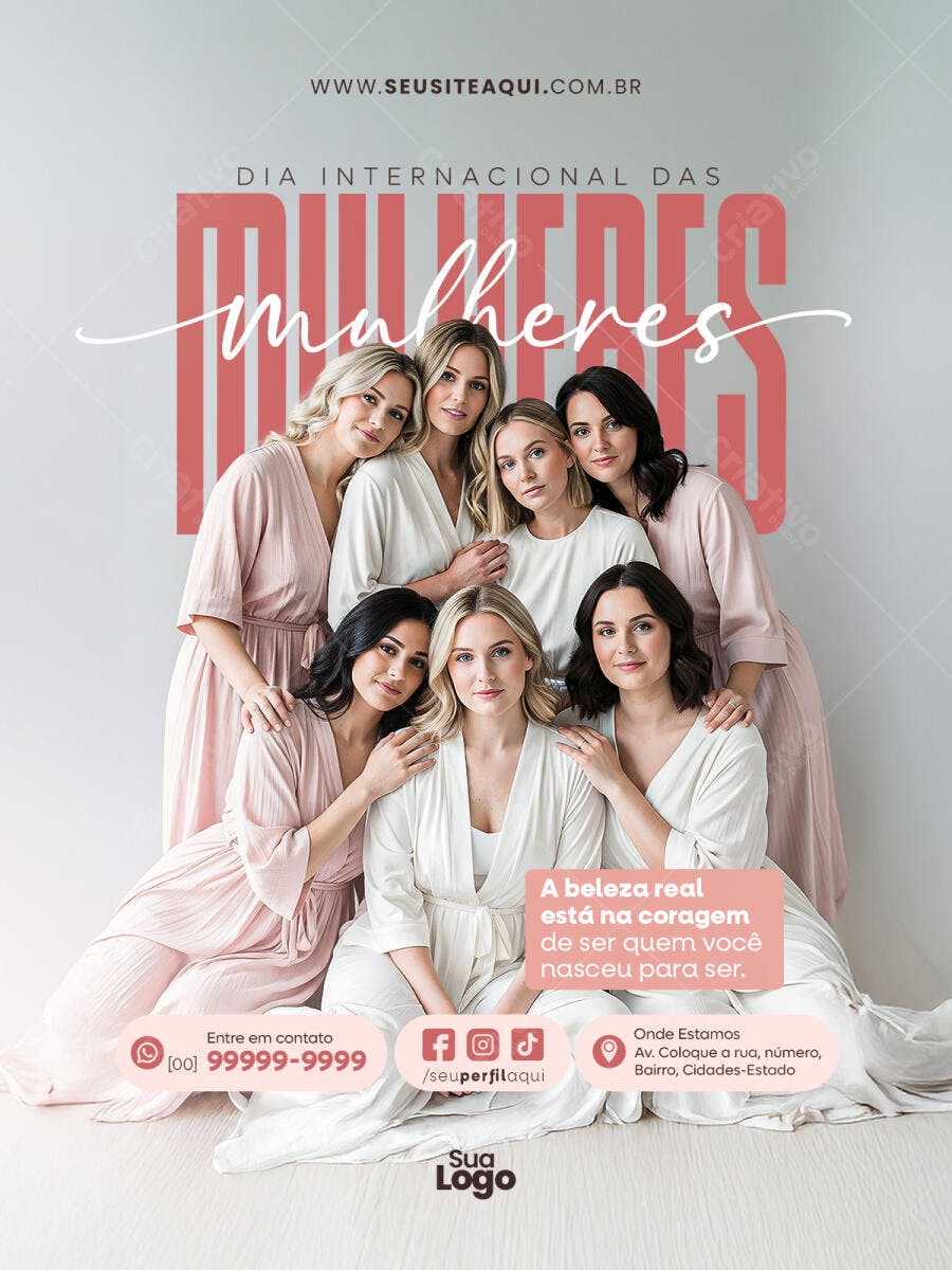Post Dia Internacional Mulheres Março PSD Editável