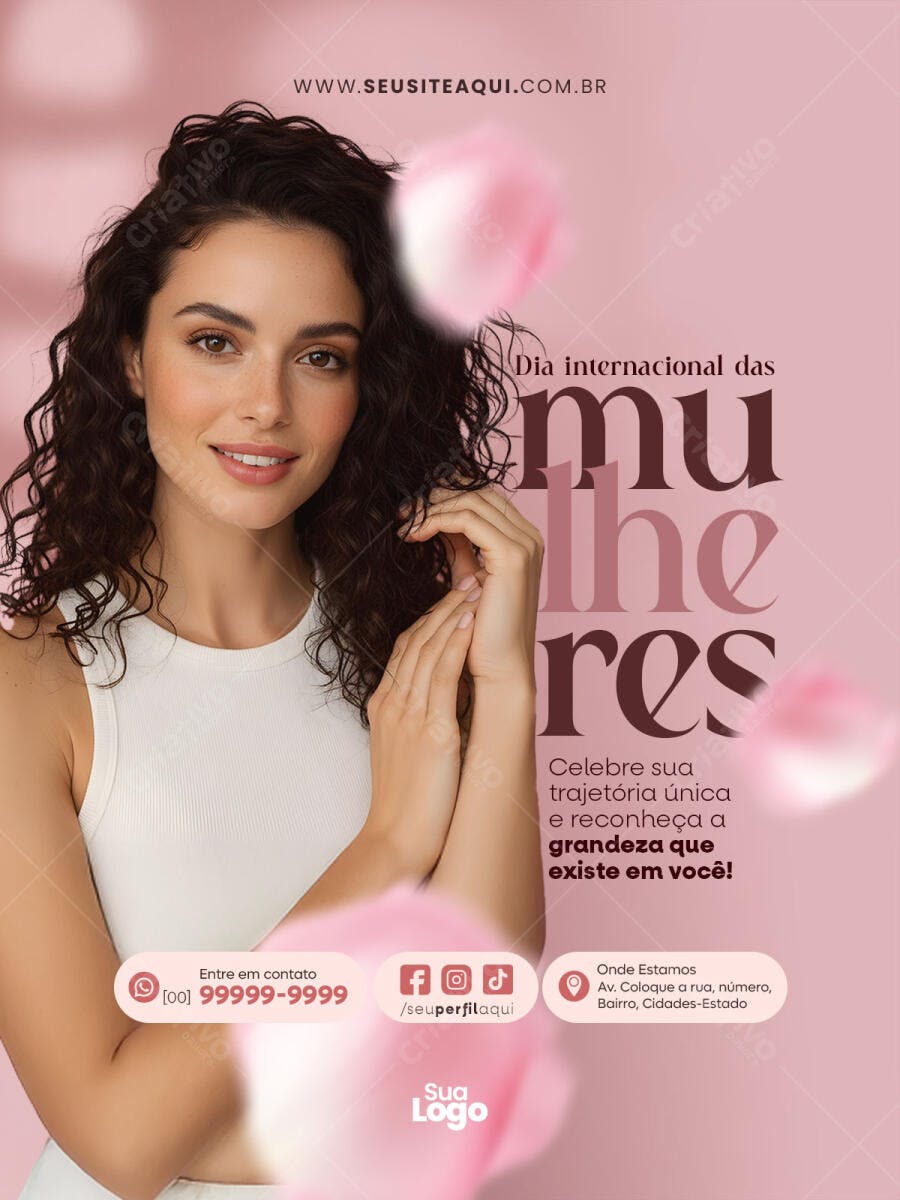Post Instagram Dia Internacional da Mulher 8 de Março PSD Editável