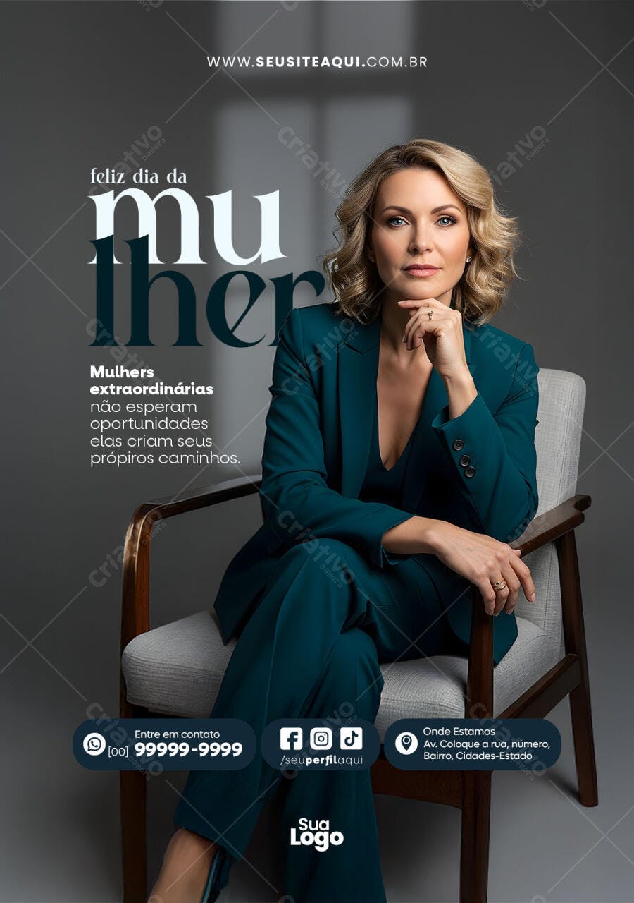 Post Dia da Mulher 8 de Março Corporativo PSD Editável