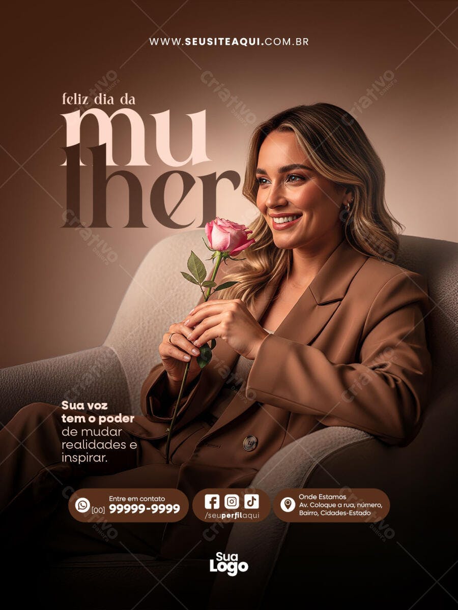 Post Instagram Dia da Mulher 8 de Março PSD Editável