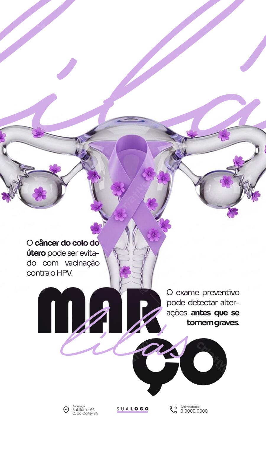 Story Março Lilás Prevenção Câncer Útero PSD Editável