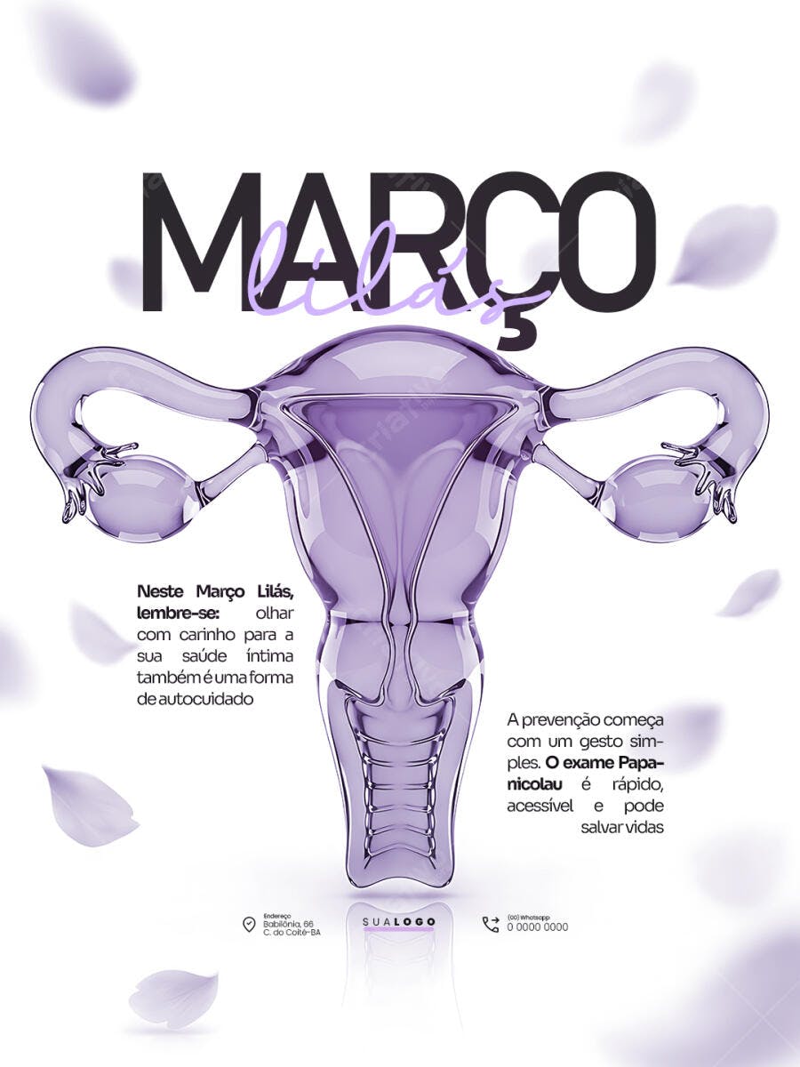 Post Instagram Março Lilás Saúde da Mulher PSD Editável