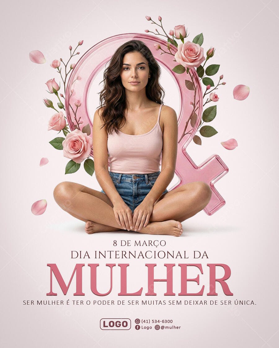 Post Instagram Dia Internacional da Mulher 8 de Março PSD Editável
