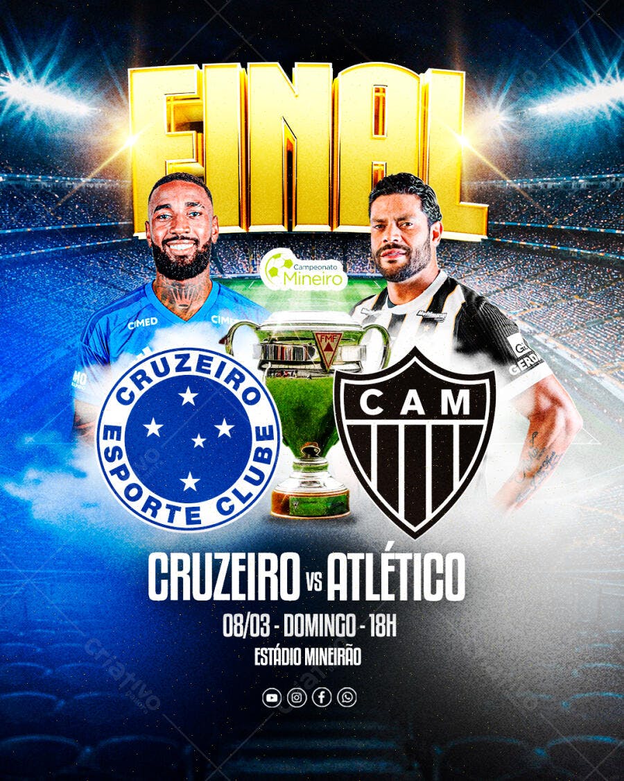 Post Instagram Futebol Final Campeonato Mineiro PSD Editável