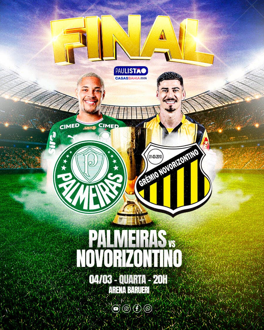 Flyer Futebol Campeonato Paulista Final PSD Editável