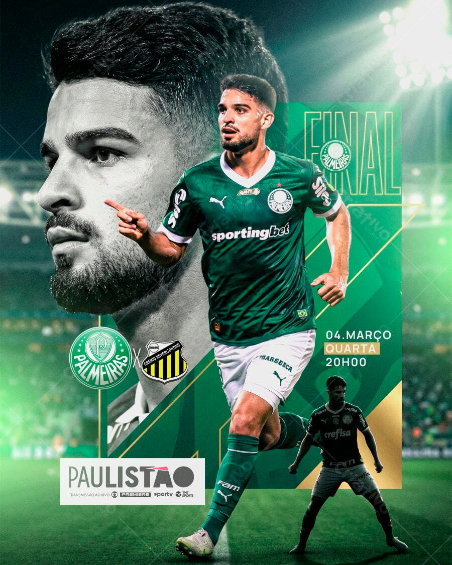 Post Instagram Futebol Palmeiras Paulista Final PSD Editável