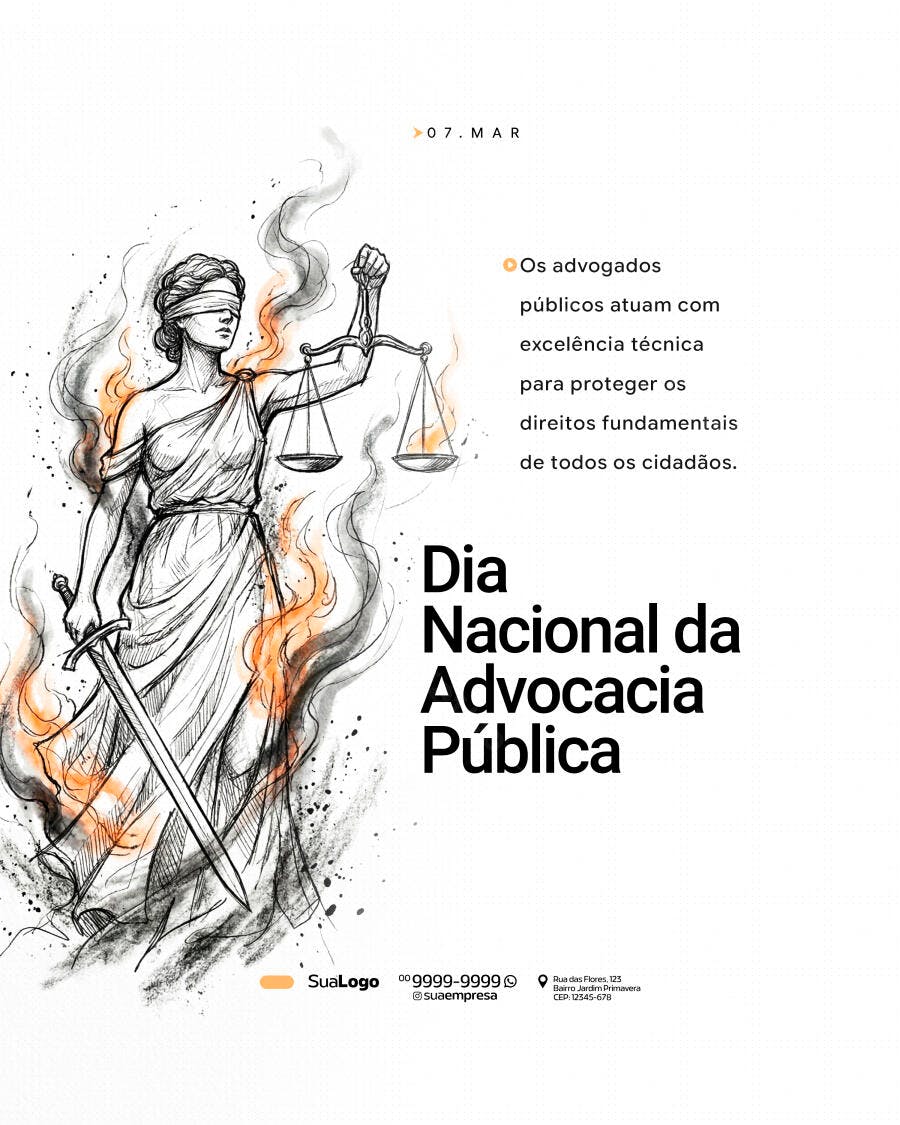 Post Dia Nacional da Advocacia Pública 7 de Março PSD Editável