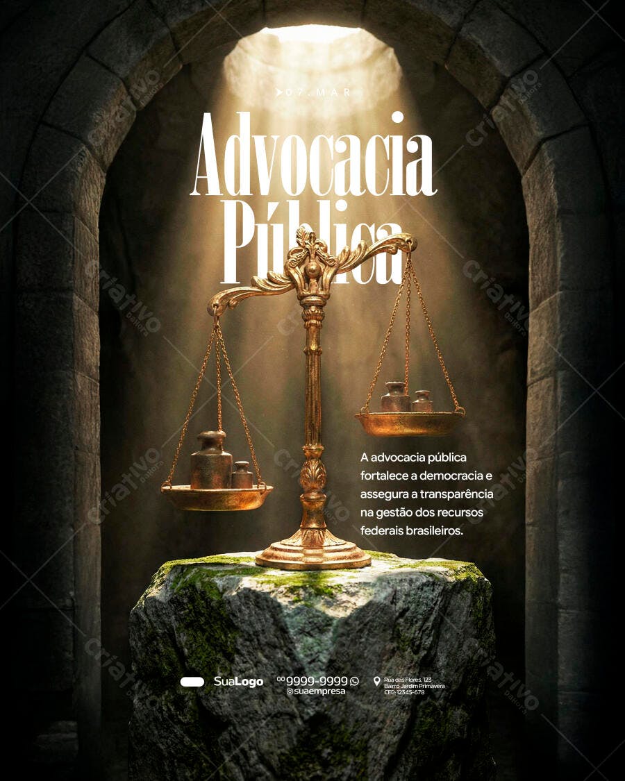 Post Instagram Advocacia Pública Balança Justiça PSD Editável