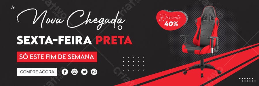 Banner Black Friday Nova Chegada Cadeira Gamer PSD Editável