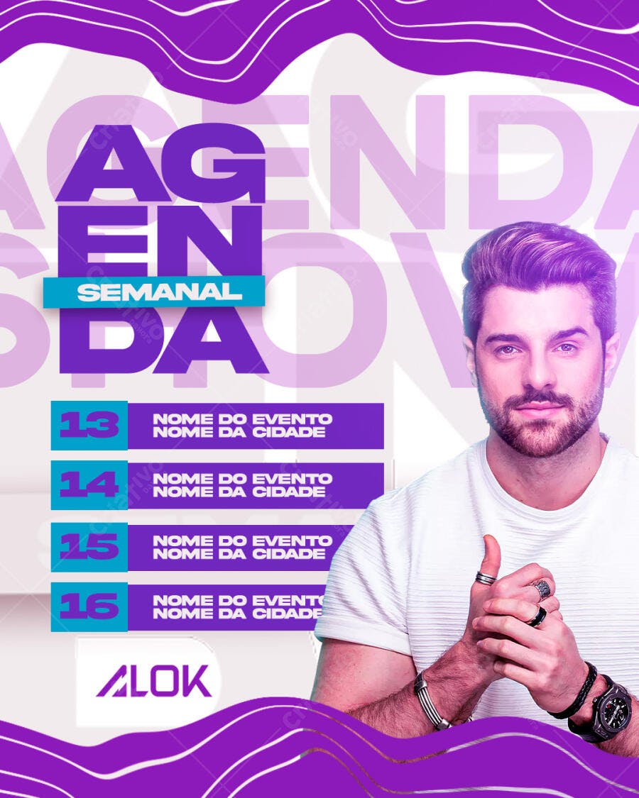 Flyer Agenda Semanal Eventos Balada PSD Editável