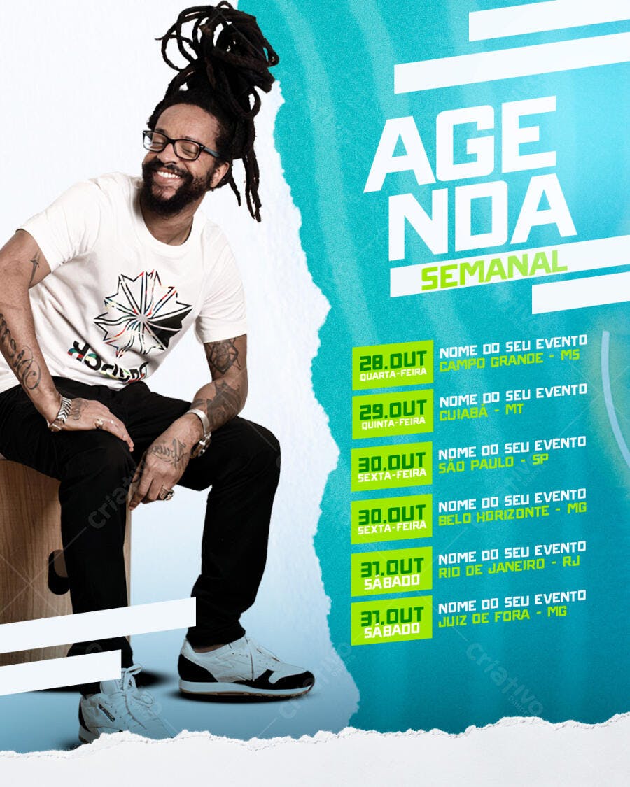 Flyer Agenda Semanal Eventos Música PSD Editável