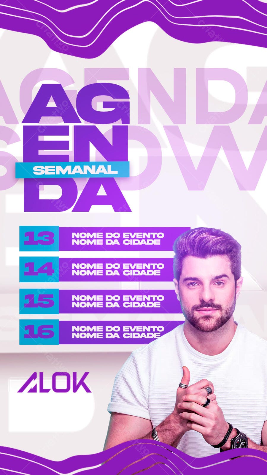 Post Instagram Agenda Semanal Eventos PSD Editável