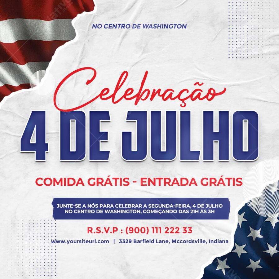 Post Instagram Celebração 4 de Julho PSD Editável