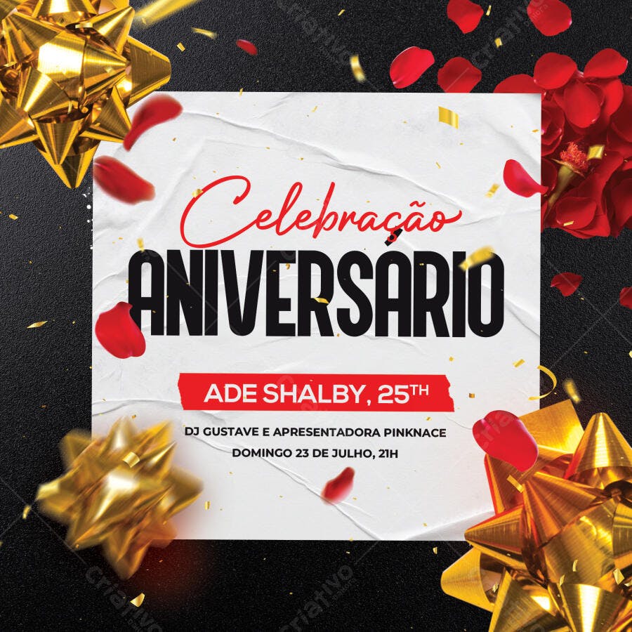 Post Instagram Celebração Aniversário PSD Editável