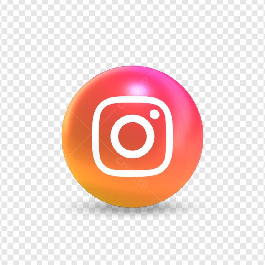 Elemento 3D Ícone Instagram Esfera Colorida PNG Fundo Transparente
