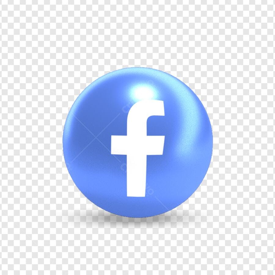 Elemento 3D Ícone Facebook Azul Brilhante PNG Fundo Transparente
