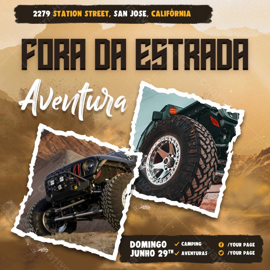 Flyer Fora da Estrada Aventura Off-Road PSD Editável