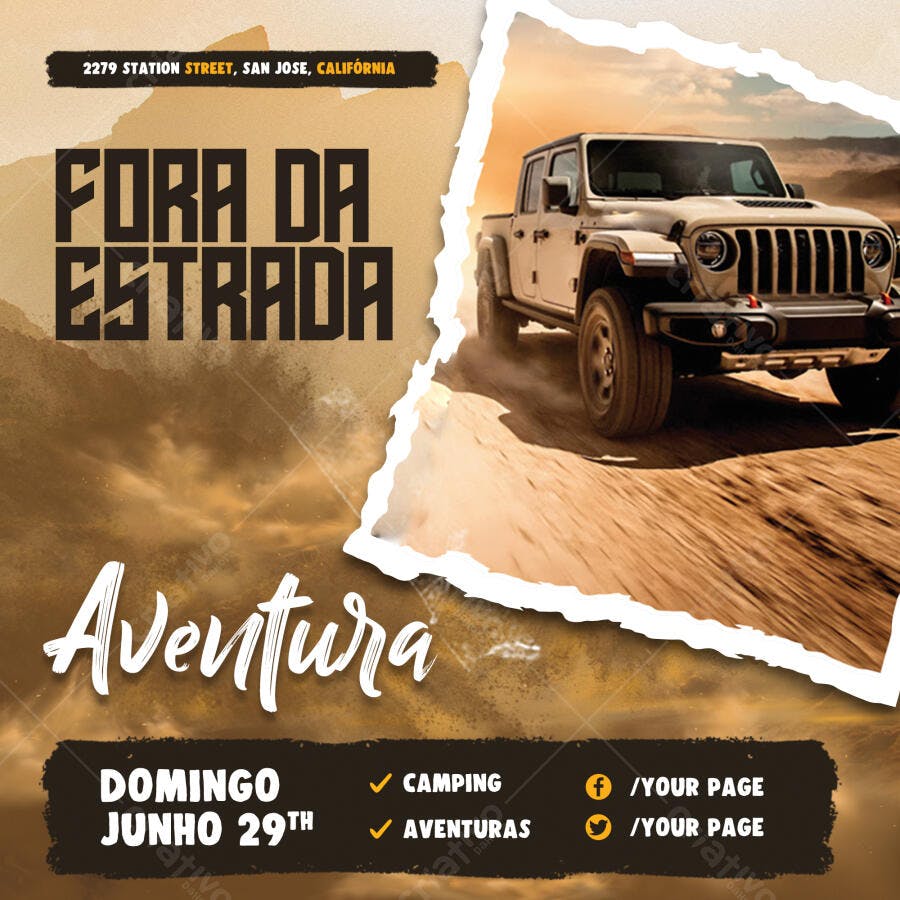 Post Instagram Fora da Estrada Aventura PSD Editável