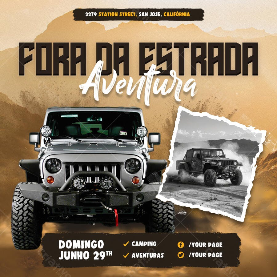 Flyer Fora da Estrada Aventura Off-Road PSD Editável