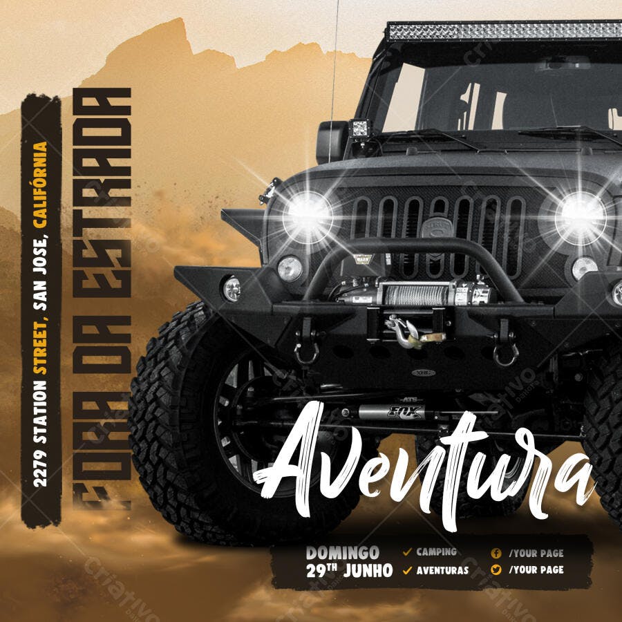 Post Instagram Off Road Aventura PSD Editável