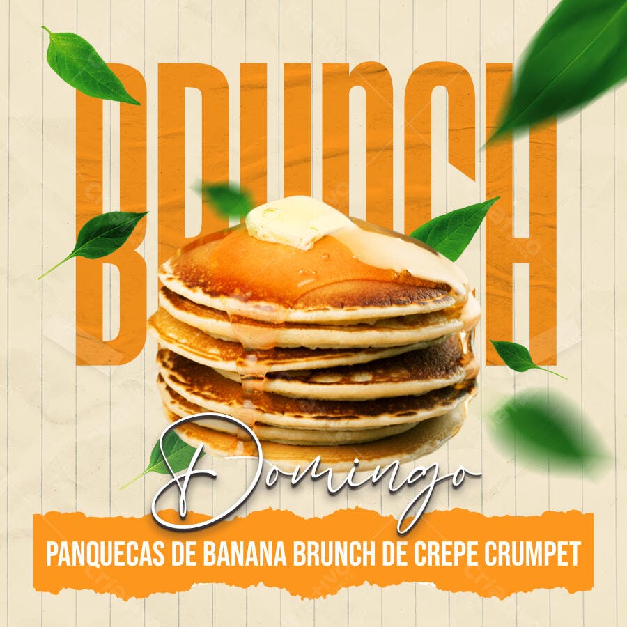 Post Instagram Brunch Domingo Panquecas PSD Editável