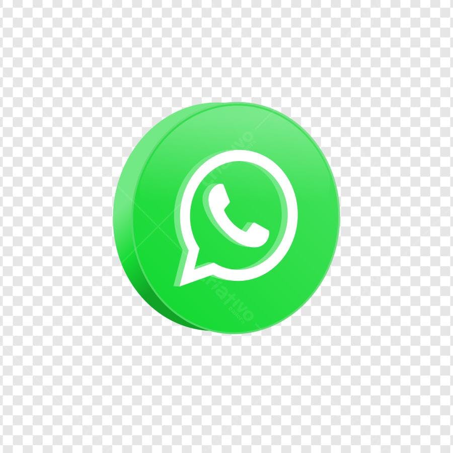 Ícone WhatsApp 3D Verde Redondo PNG Fundo Transparente