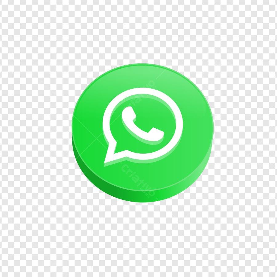 Ícone WhatsApp 3D Verde Fundo Transparente