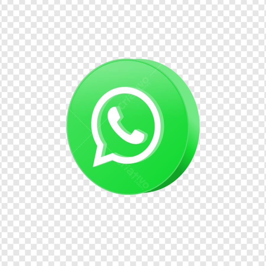 Ícone WhatsApp 3D Verde Fundo Transparente