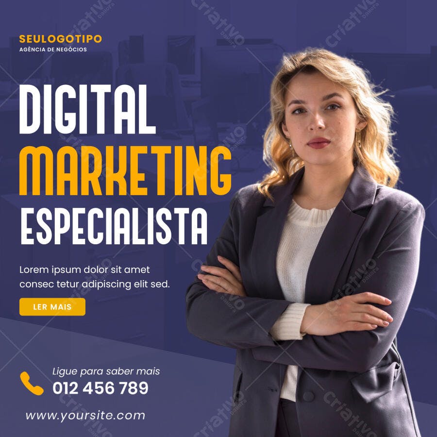 Post Instagram Marketing Digital Especialista PSD Editável