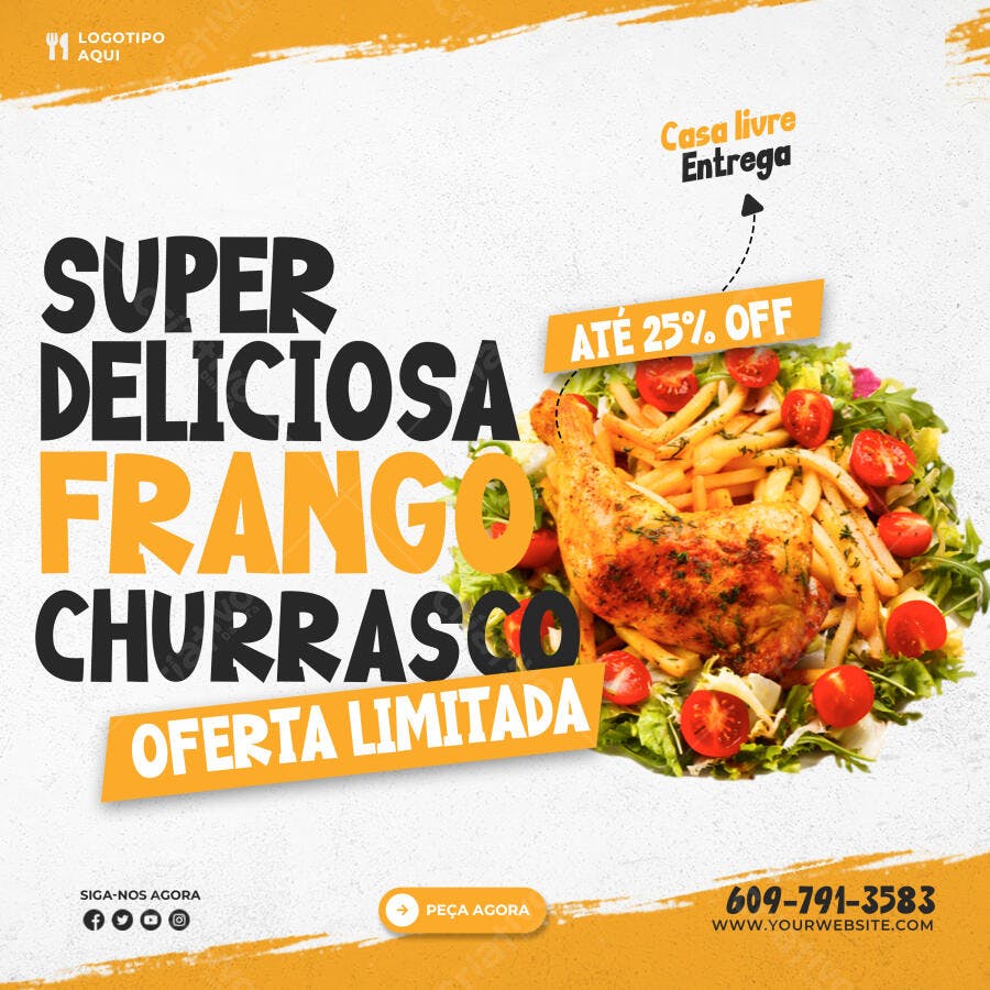 Post Instagram Frango Churrasco Oferta Limitada PSD Editável