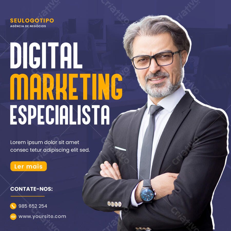 Post Instagram Marketing Digital Especialista PSD Editável