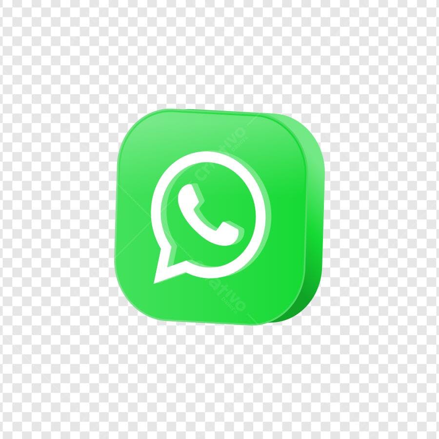 Ícone 3D WhatsApp Verde Social Media PNG Fundo Transparente