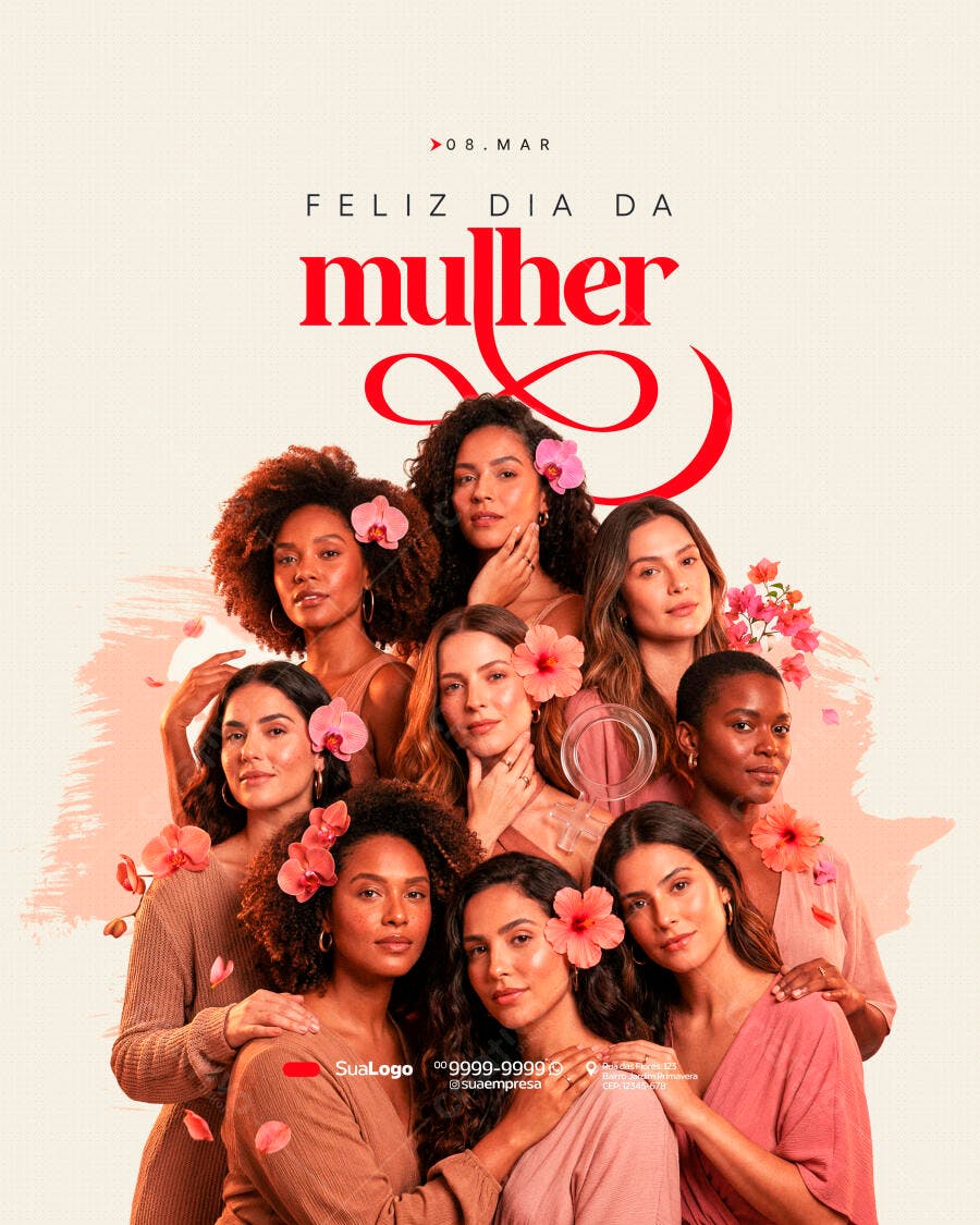 Post Instagram Dia da Mulher 8 de Março PSD Editável
