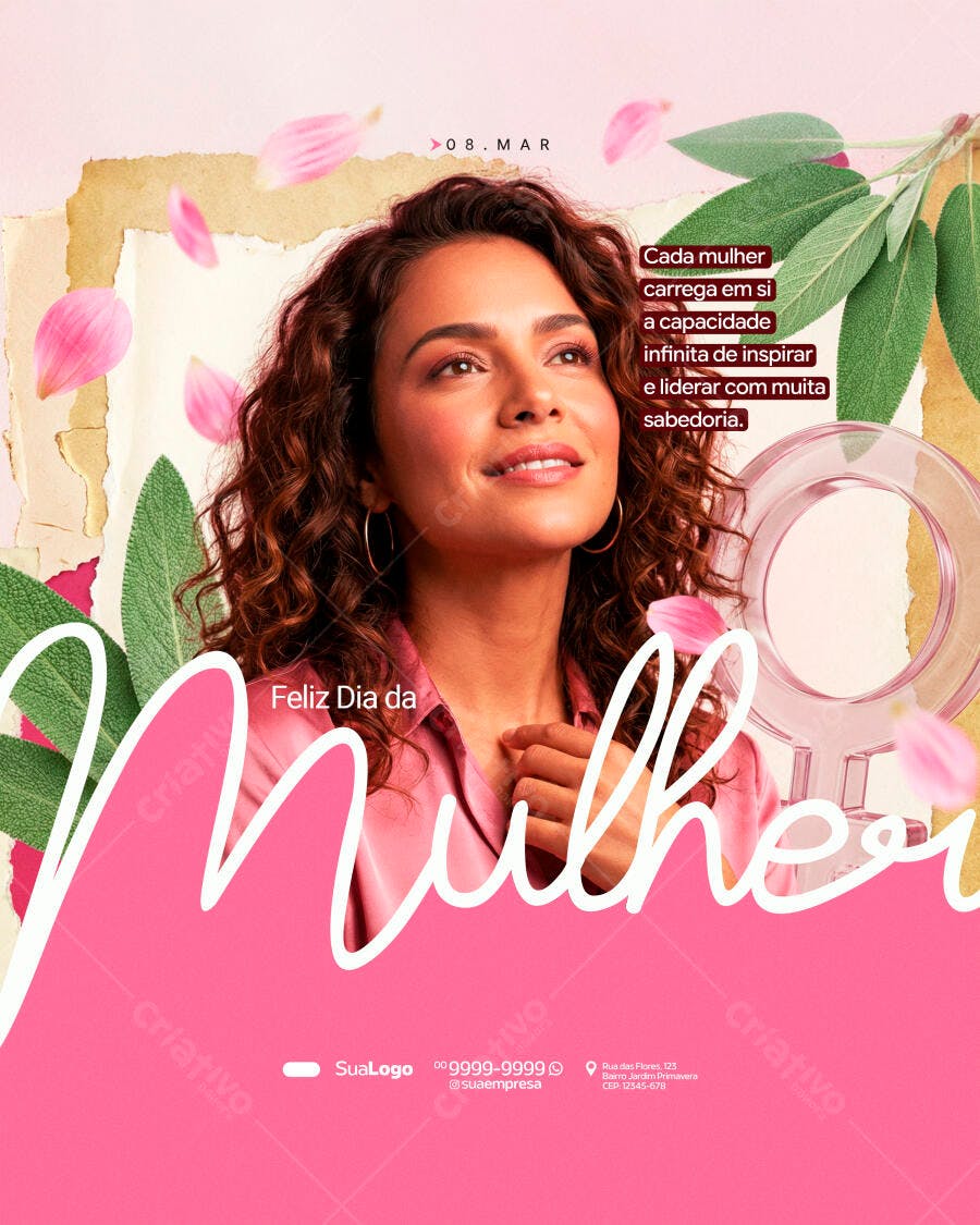 Post Instagram Dia Internacional da Mulher 8 de Março PSD Editável