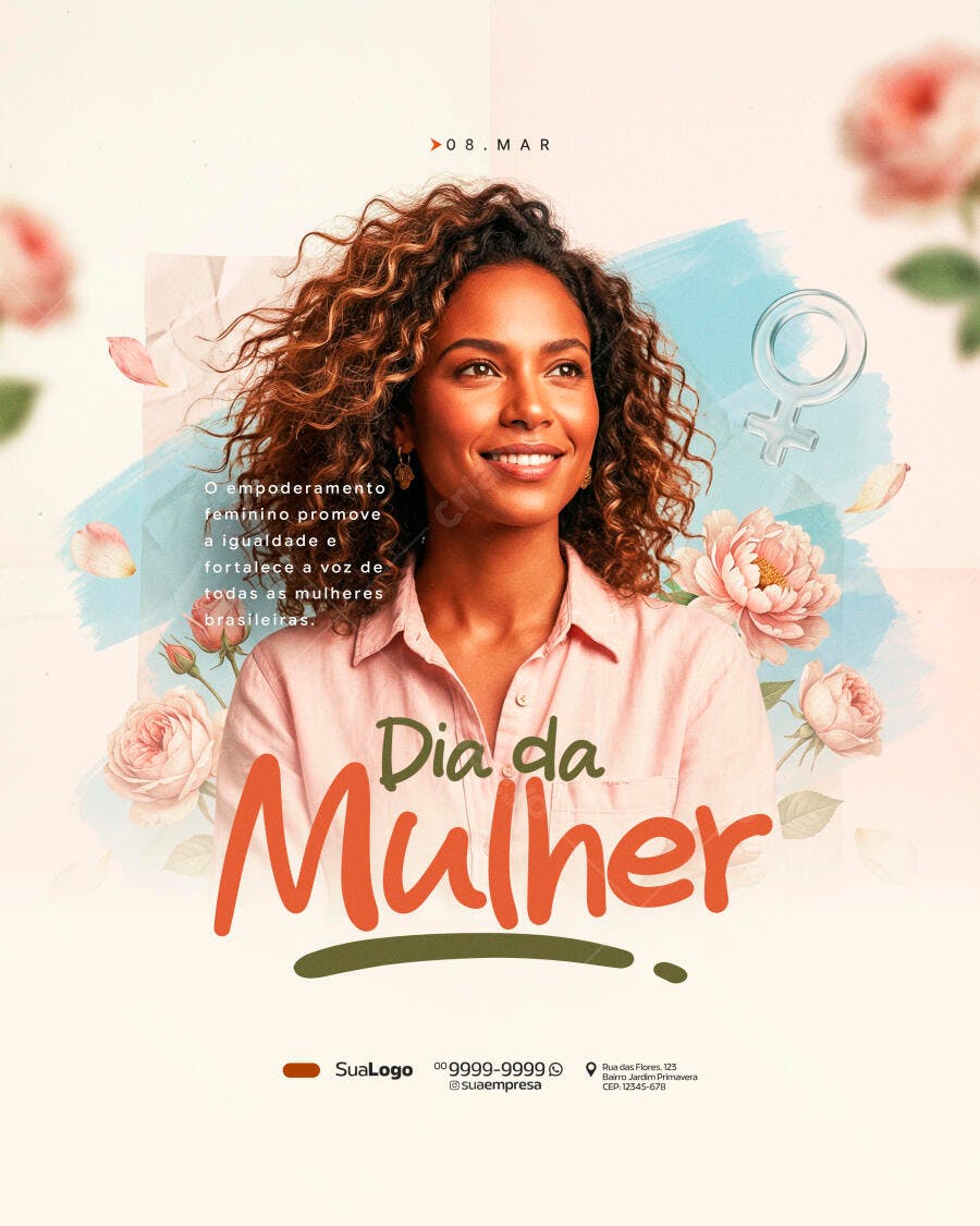 Post Instagram Dia Internacional da Mulher 8 de Março PSD Editável