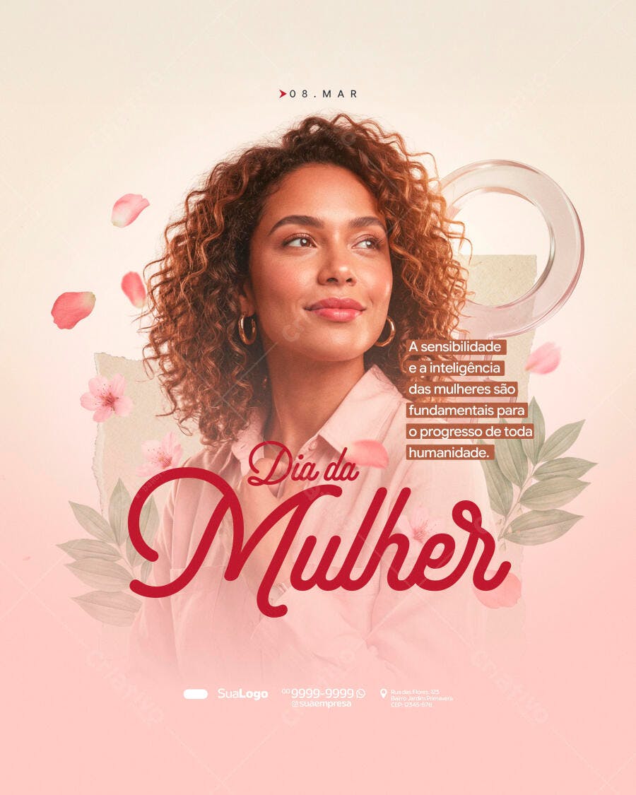 Post Instagram Dia Internacional da Mulher 8 de Março PSD Editável