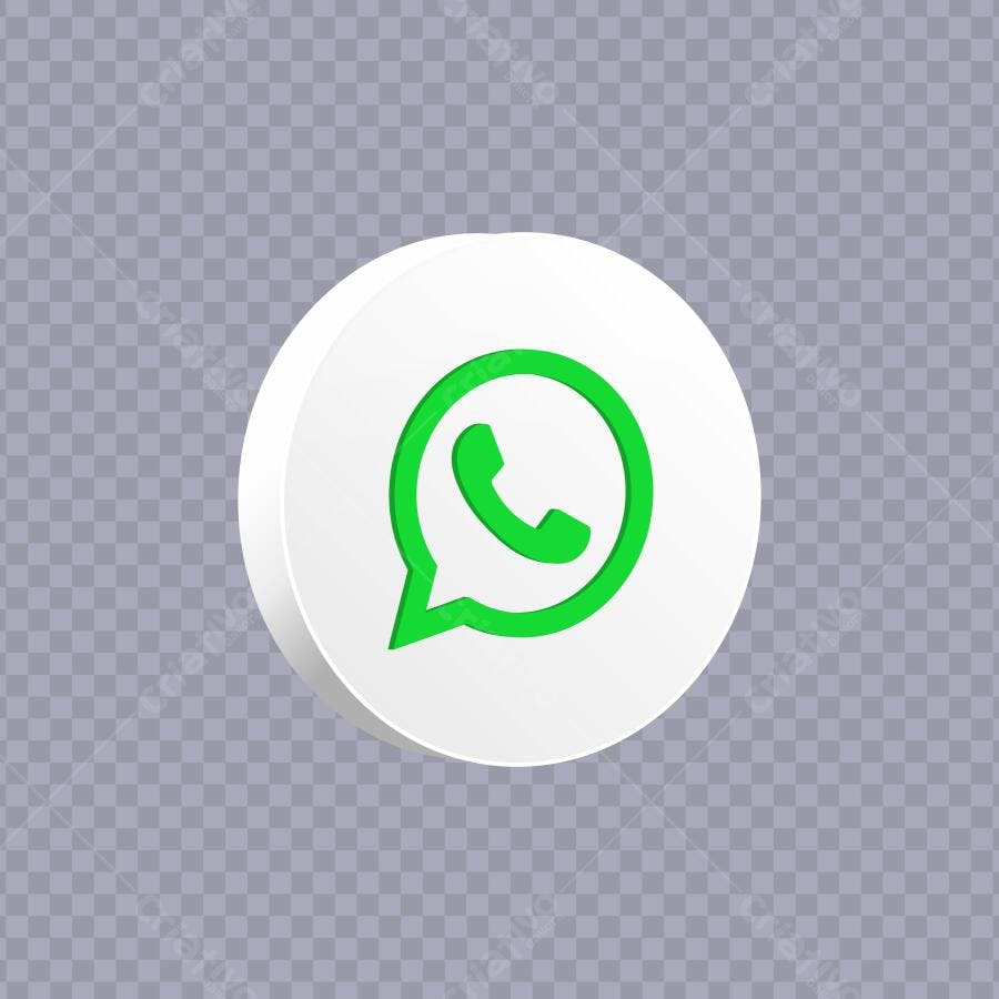 Ícone WhatsApp 3D Branco e Verde PNG Fundo Transparente