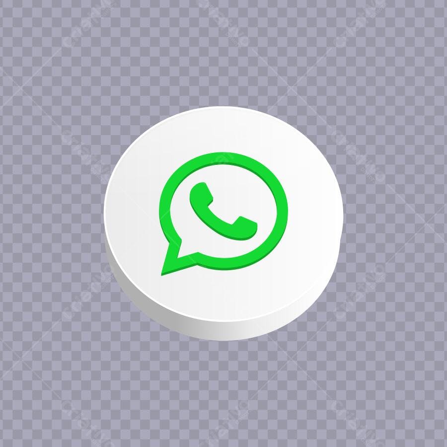 Ícone WhatsApp 3D Botão Branco PNG Fundo Transparente