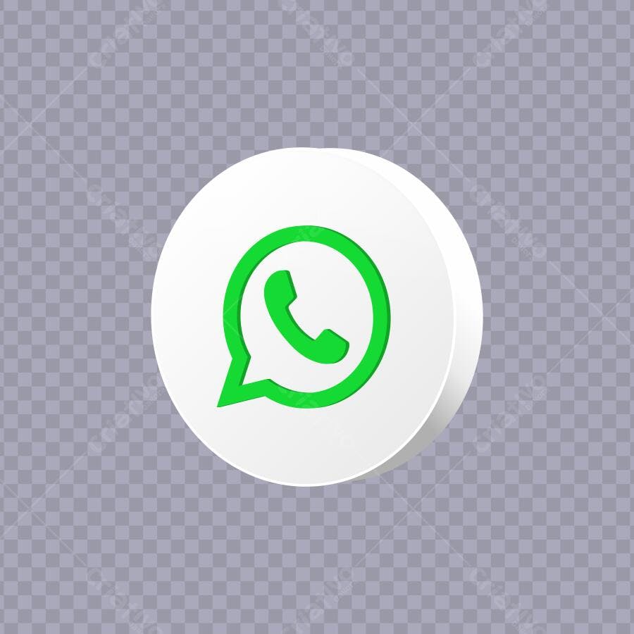 Ícone WhatsApp 3D Botão Redondo Verde PNG Fundo Transparente