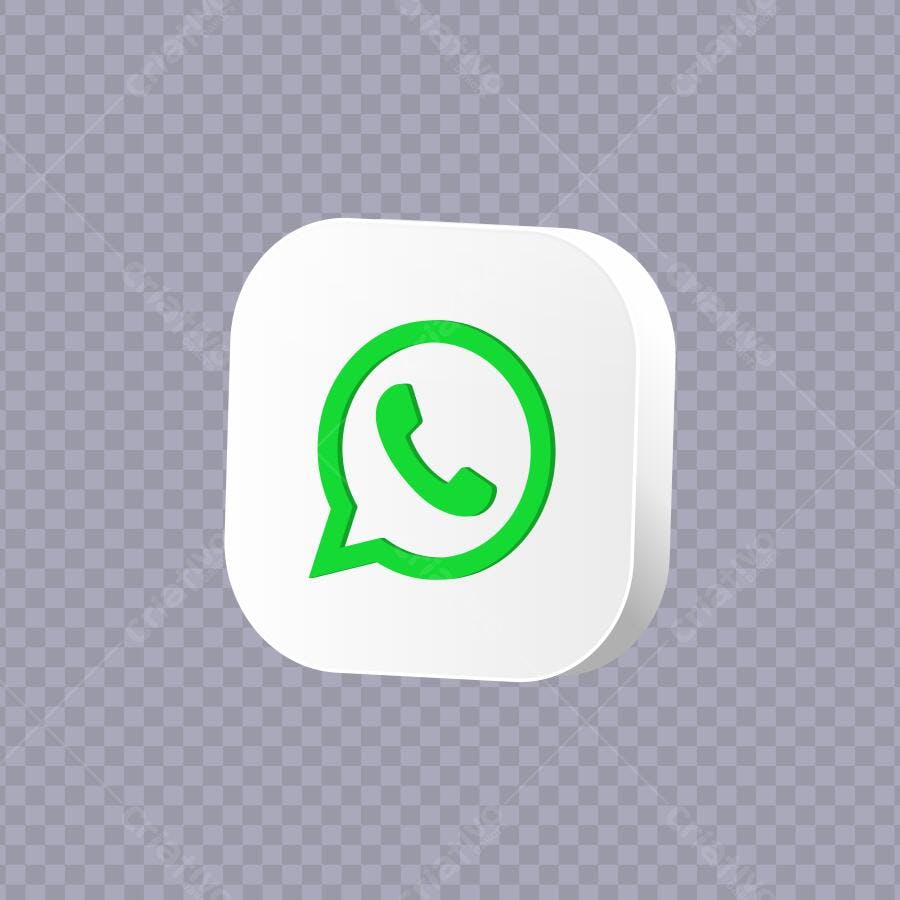 Ícone WhatsApp 3D Verde Branco PNG Fundo Transparente
