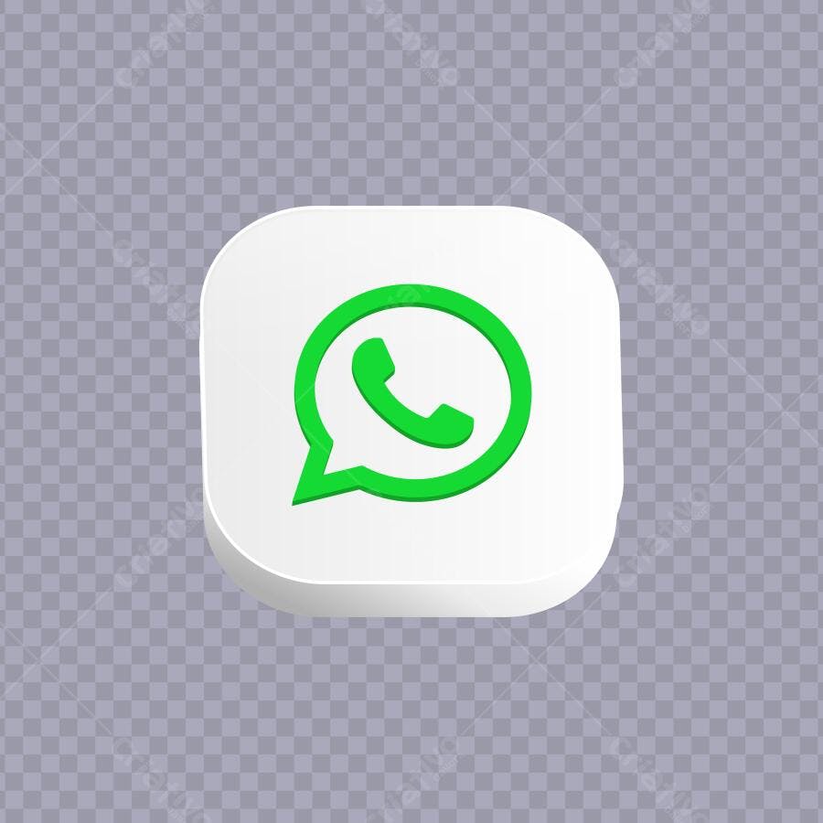 Ícone WhatsApp 3D Botão Branco PNG Fundo Transparente