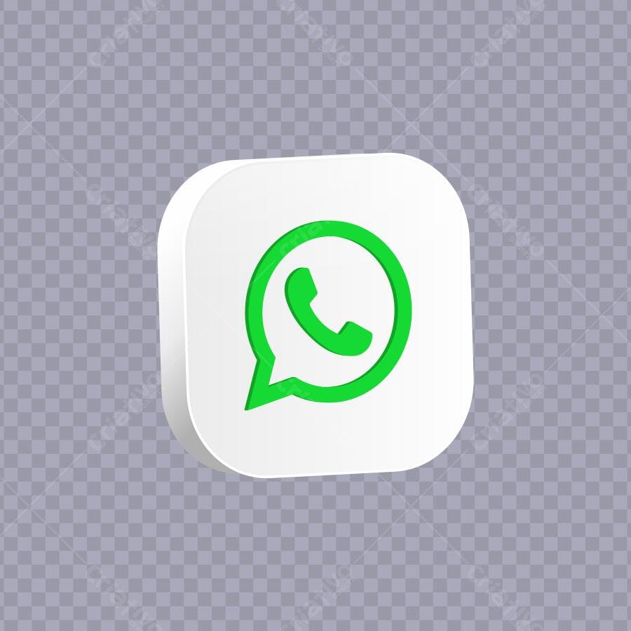 Ícone 3D WhatsApp Verde Branco PNG Fundo Transparente