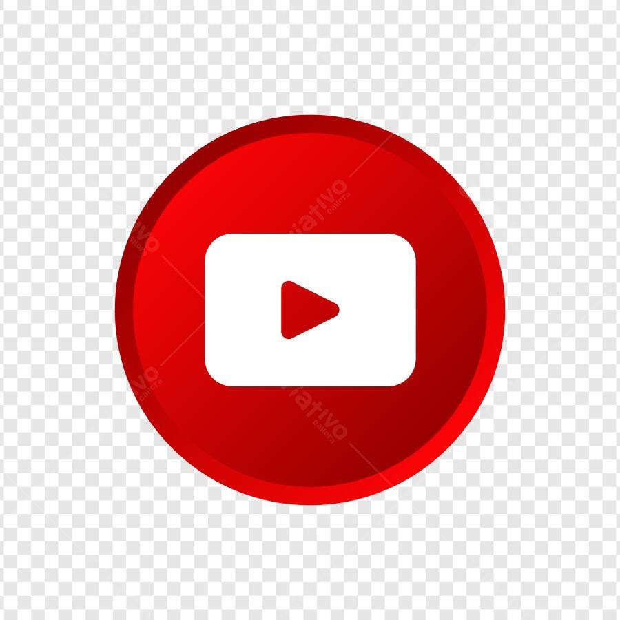 Ícone YouTube Flat Design Vermelho PNG Fundo Transparente