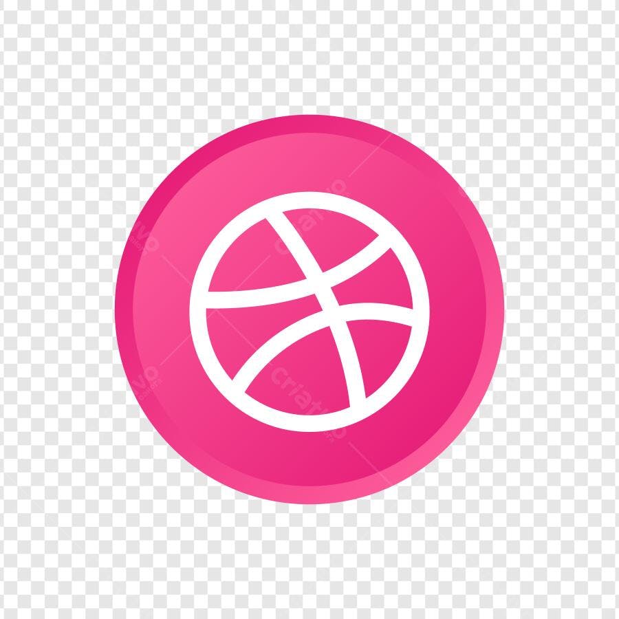 Ícone Dribbble Rosa Flat Design PNG Fundo Transparente