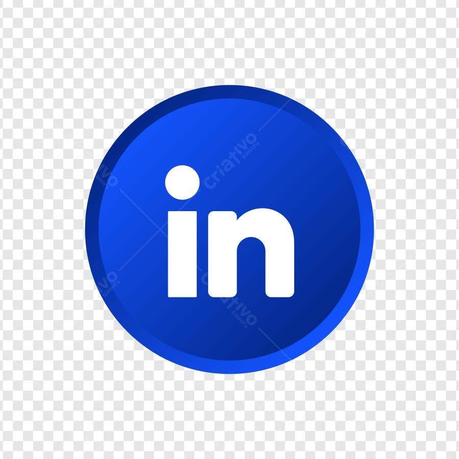 Ícone LinkedIn Azul Redondo PNG Fundo Transparente