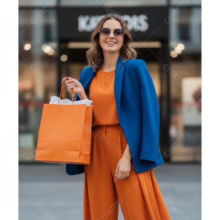 Foto Mulher Jovem Sorrindo Compras Loja de Roupas Urbana