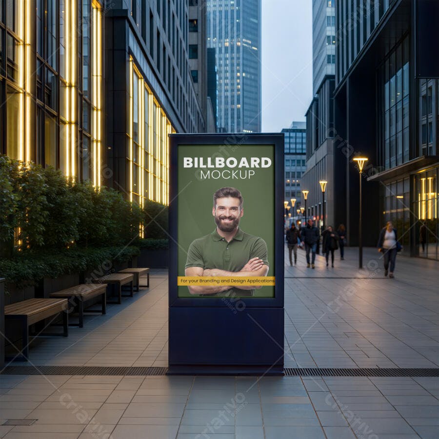 Mockup Outdoor Painel Digital Rua Cidade Editável