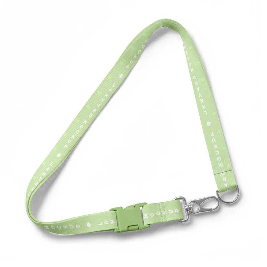 Mockup Cordão Crachá Verde Fundo Branco Editável
